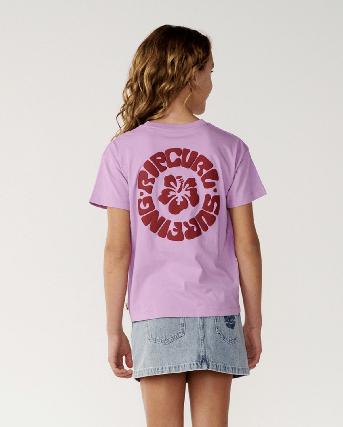 RIP CURL TEEN GIRLS SURF PUFF RELAXED SS TEE - BRIGHT LILAC