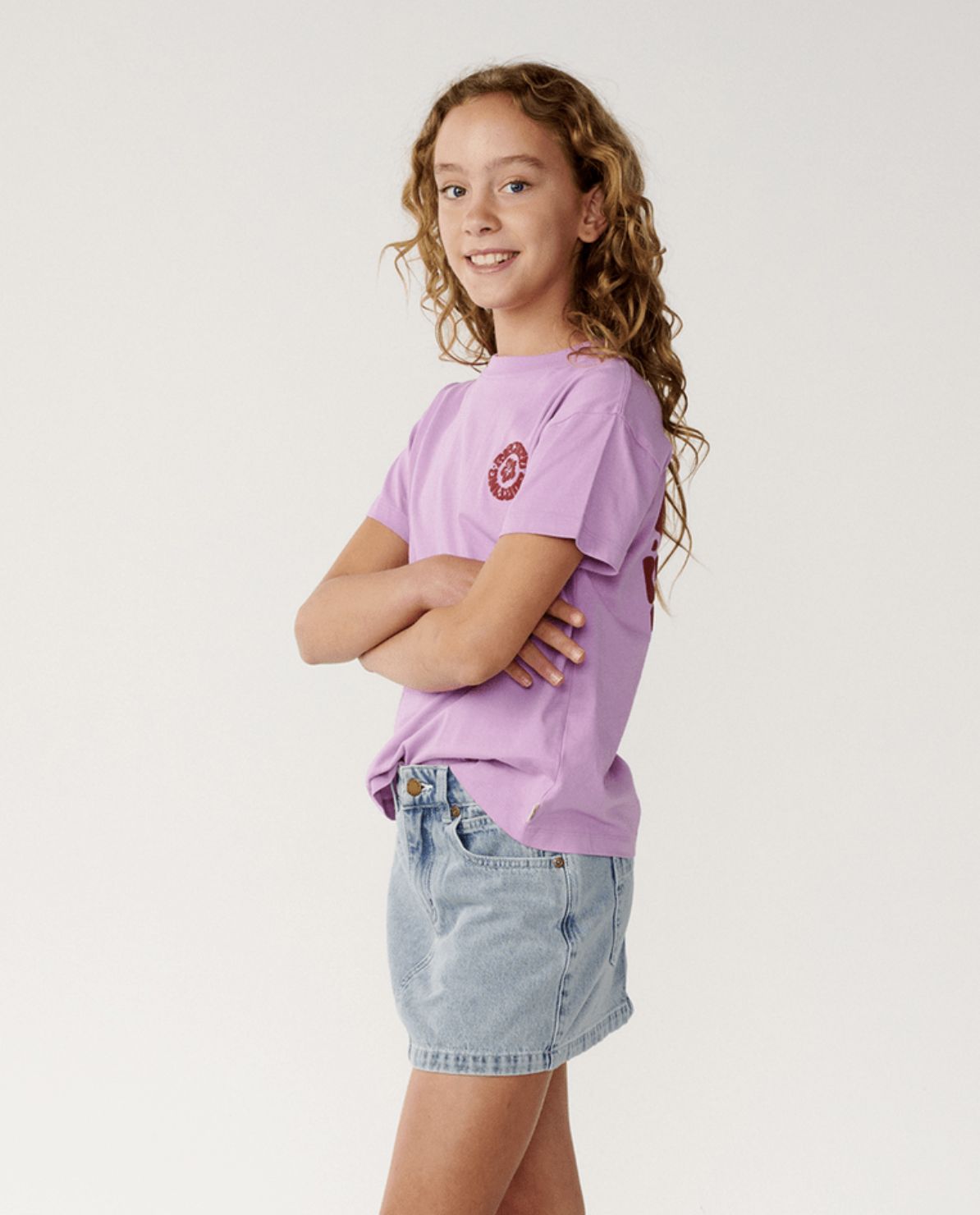 RIP CURL TEEN GIRLS SURF PUFF RELAXED SS TEE - BRIGHT LILAC