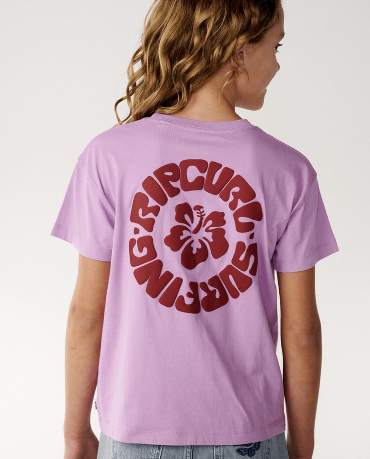 RIP CURL TEEN GIRLS SURF PUFF RELAXED SS TEE - BRIGHT LILAC