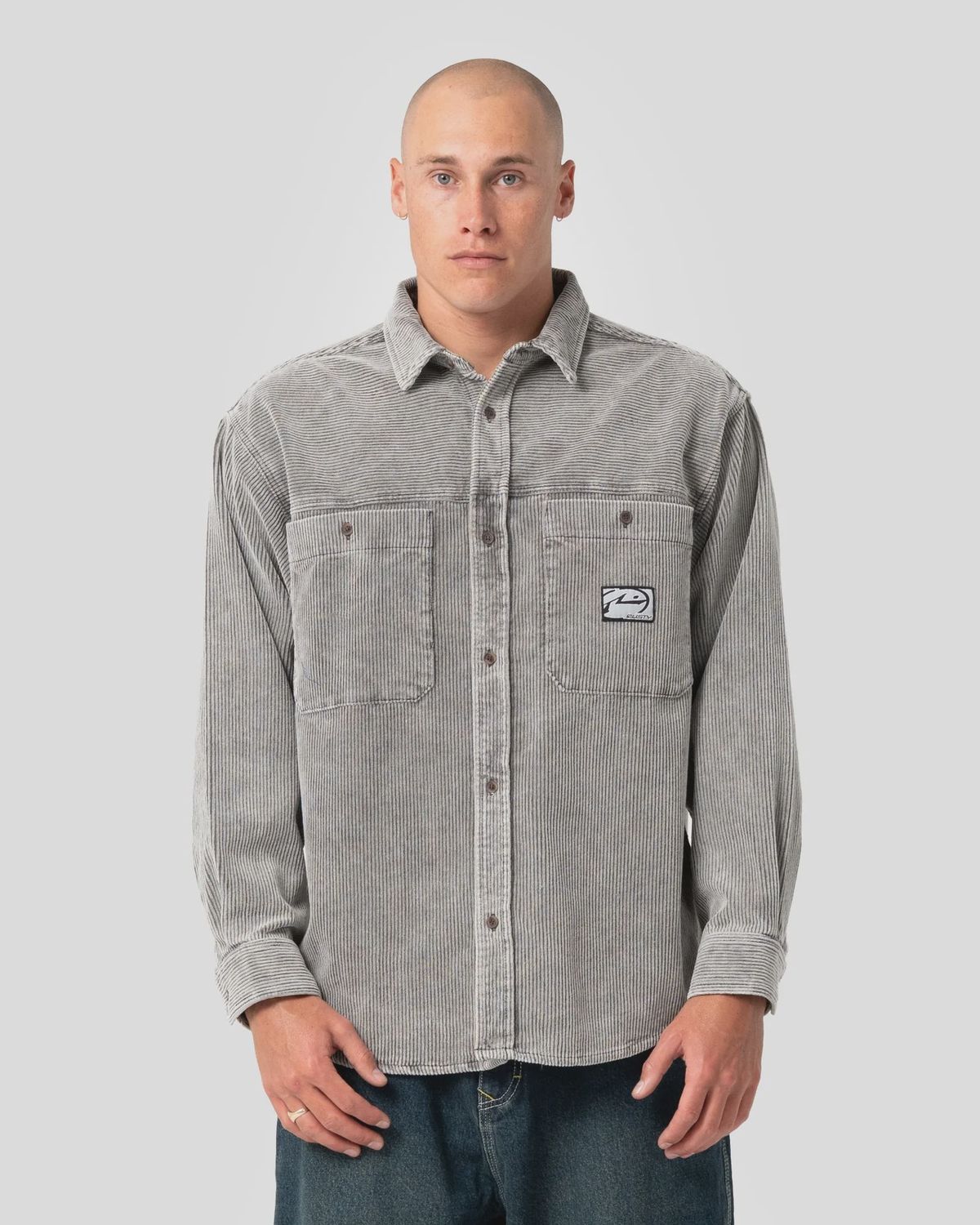 RUSTY MENS COBRA WASHED OVER SHIRT - OYSTER GREY
