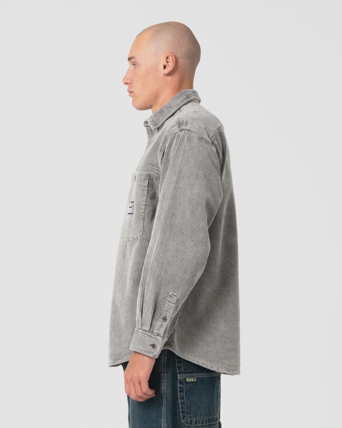 RUSTY MENS COBRA WASHED OVER SHIRT - OYSTER GREY