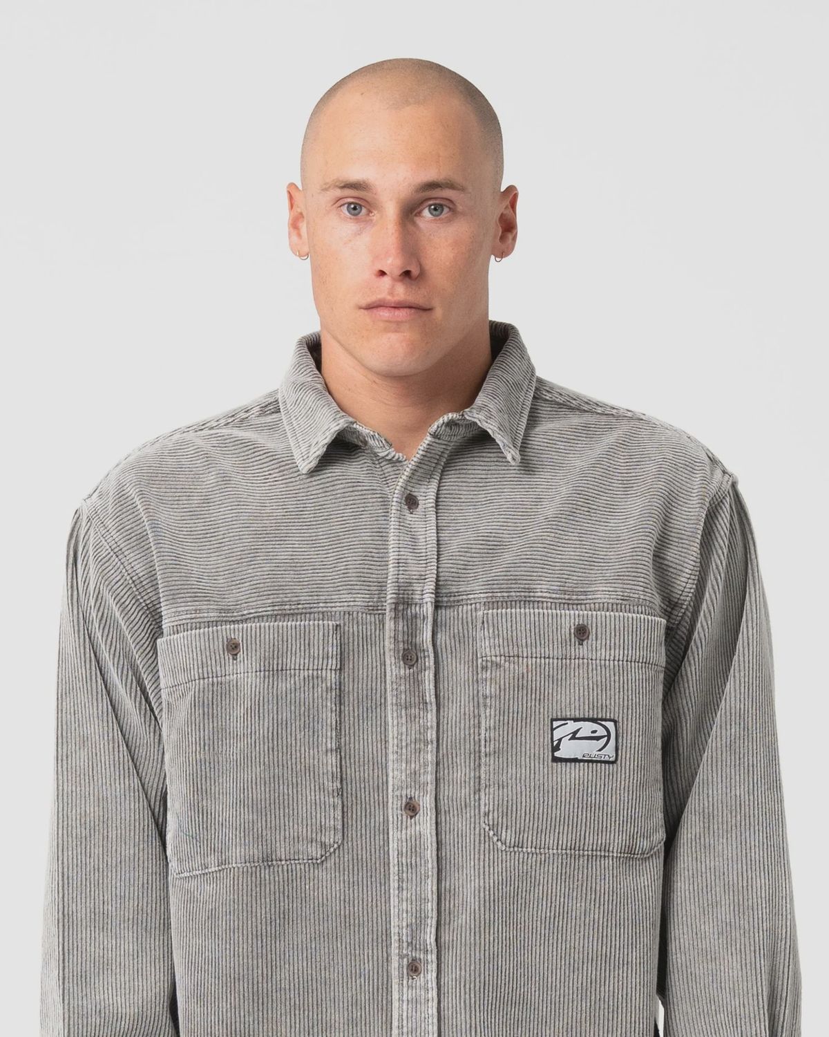 RUSTY MENS COBRA WASHED OVER SHIRT - OYSTER GREY