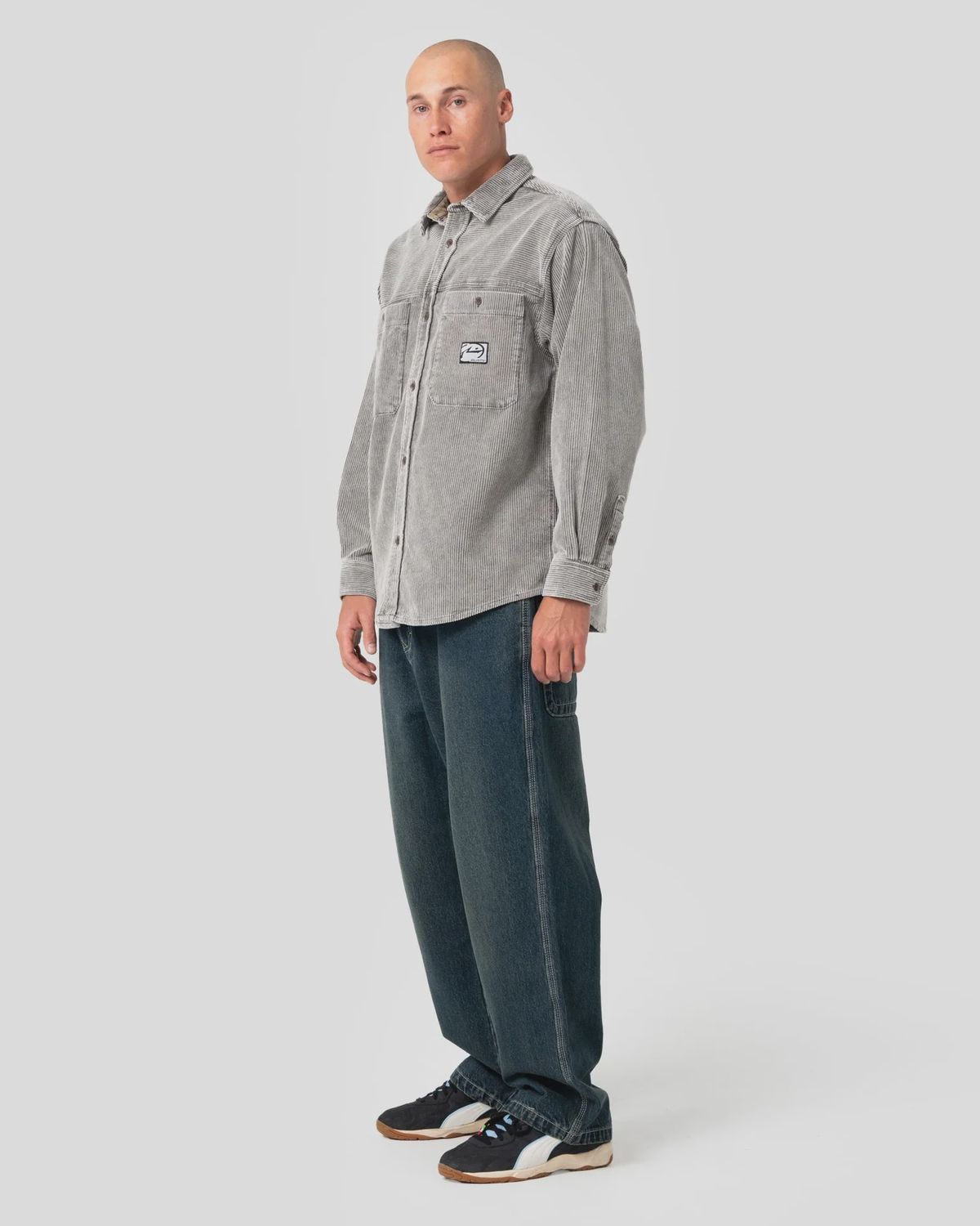 RUSTY MENS COBRA WASHED OVER SHIRT - OYSTER GREY