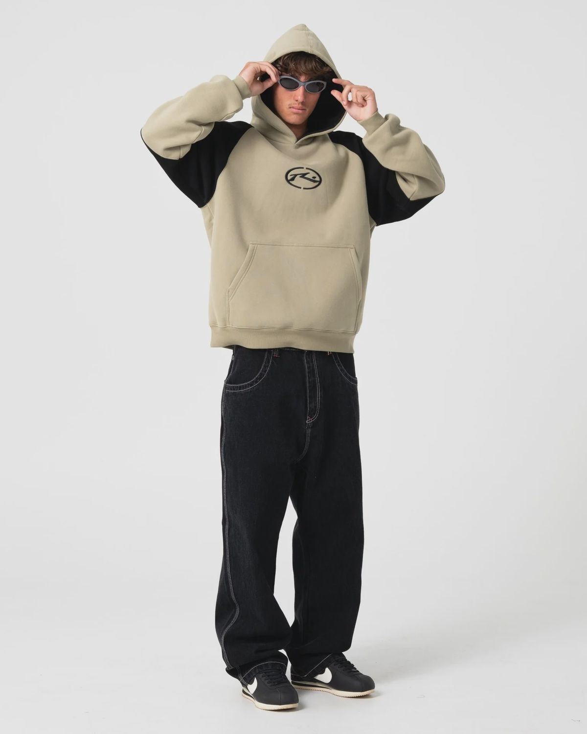 RUSTY MENS SHESH BESH HOODED FLEECE - ABBEY STONE