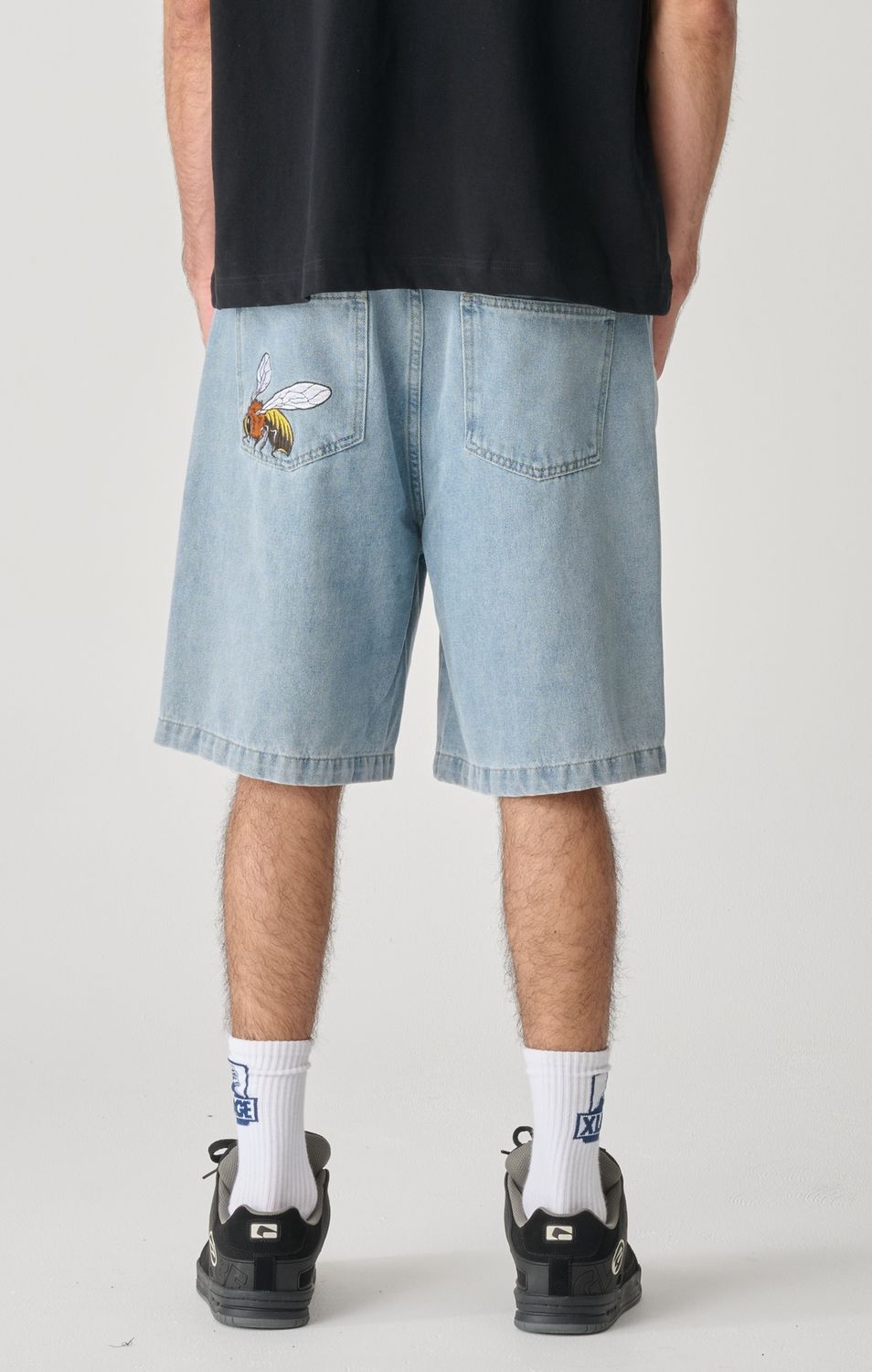 X LARGE MENS WASP BULL DENIM 91 SHORT - WASHED BLUE