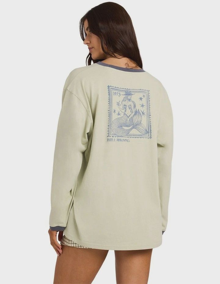 BILLABONG WOMENS COWGIRL LS TEE - SMOKE GREEN