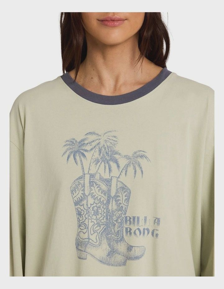 BILLABONG WOMENS COWGIRL LS TEE - SMOKE GREEN