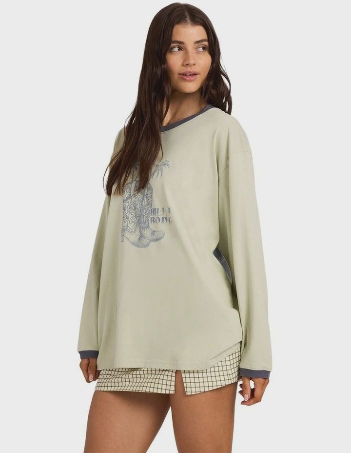 BILLABONG WOMENS COWGIRL LS TEE - SMOKE GREEN