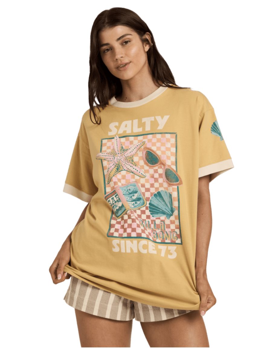 BILLABONG WOMENS SALTY SINCE SS TEE - CURRY