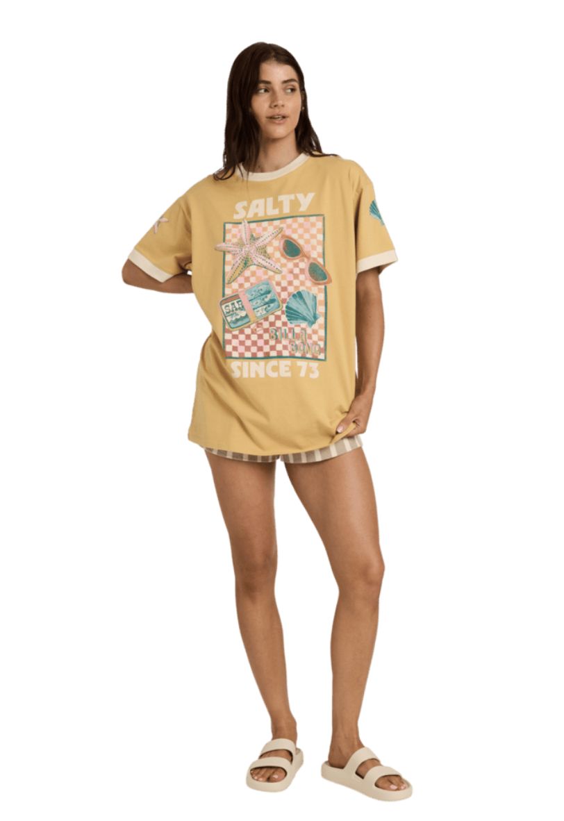 BILLABONG WOMENS SALTY SINCE SS TEE - CURRY