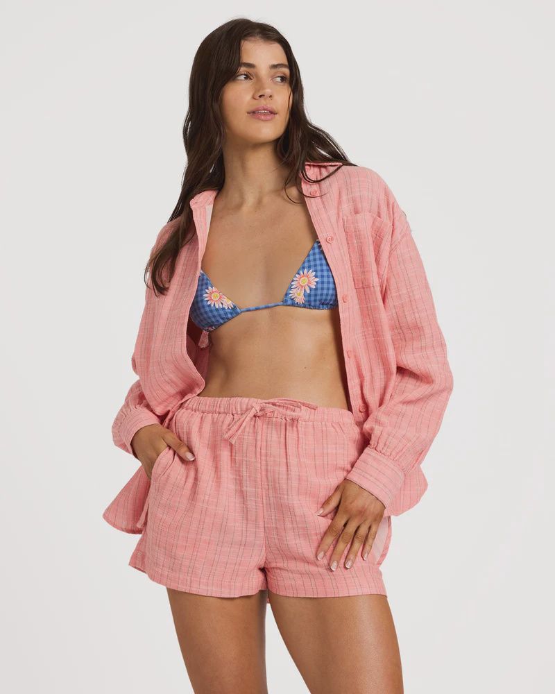 BILLABONG WOMENS WANDERER STRIPE SHORT - SUGAR ALMOND