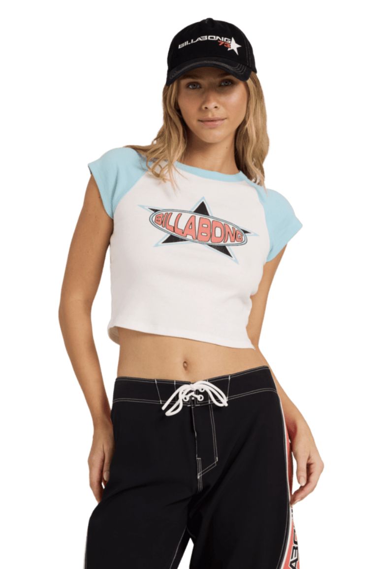 BILLABONG WOMENS JOYRIDE RAGLAN SS TEE - SALT CRYSTAL