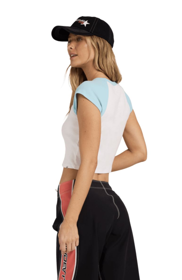 BILLABONG WOMENS JOYRIDE RAGLAN SS TEE - SALT CRYSTAL