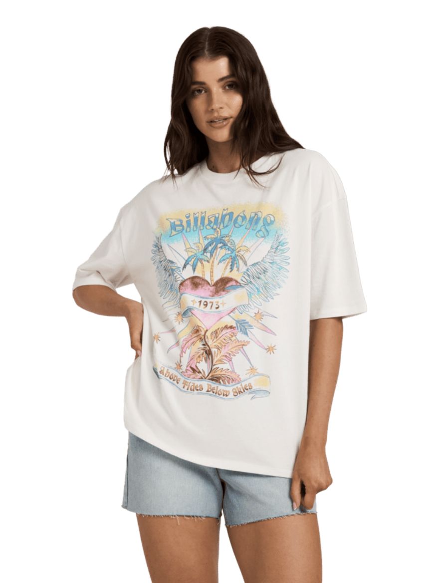 BILLABONG WOMENS POUR YOUR HEART SS TEE - SALT CRYSTAL