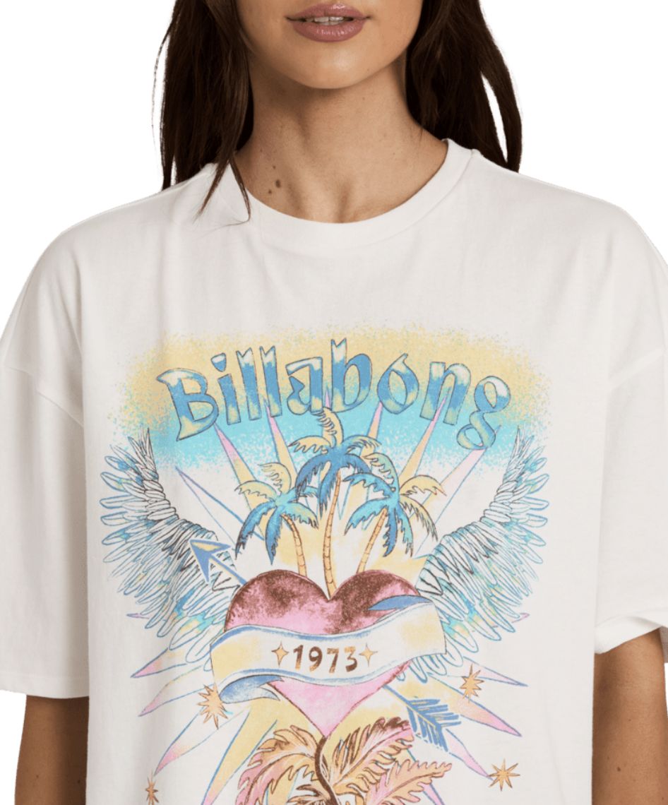 BILLABONG WOMENS POUR YOUR HEART SS TEE - SALT CRYSTAL
