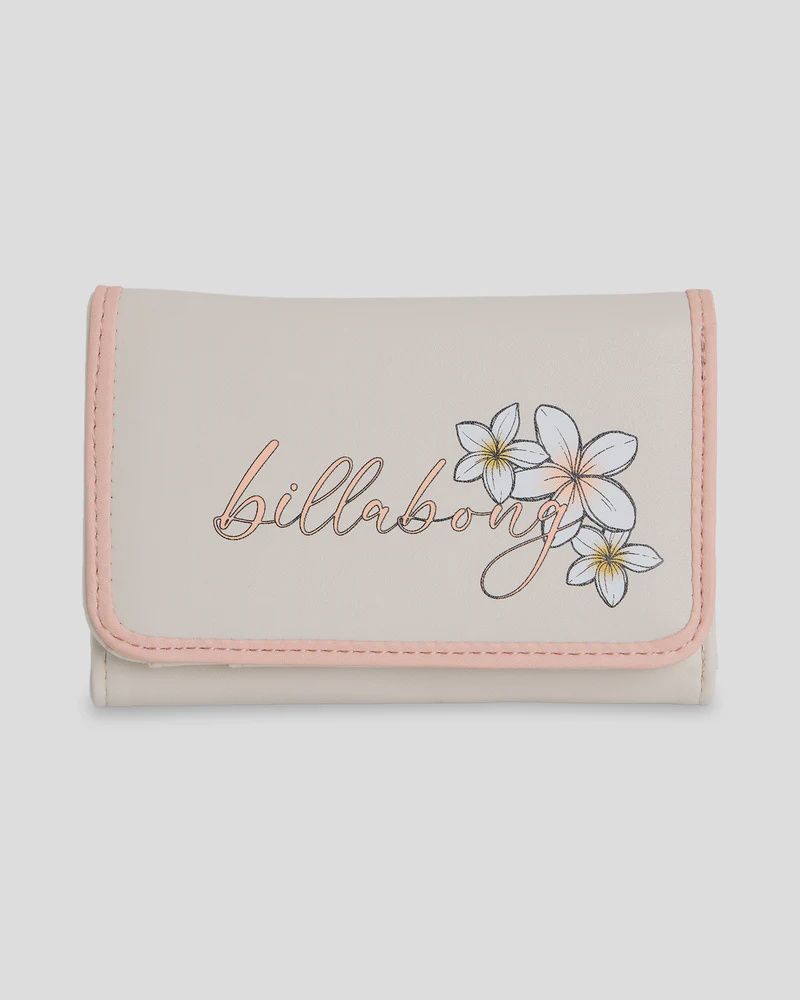 BILLABONG TEEN GIRLS HIBISCUS HAZE TRIFOLD WALLET - SALT CRYSTAL