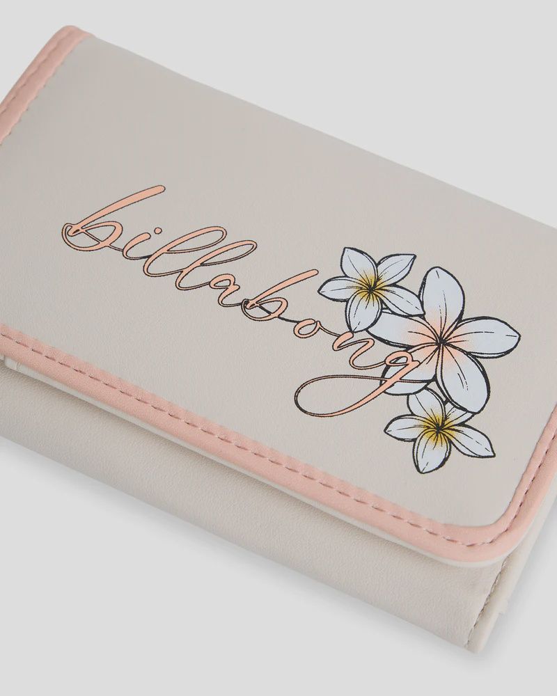BILLABONG TEEN GIRLS HIBISCUS HAZE TRIFOLD WALLET - SALT CRYSTAL
