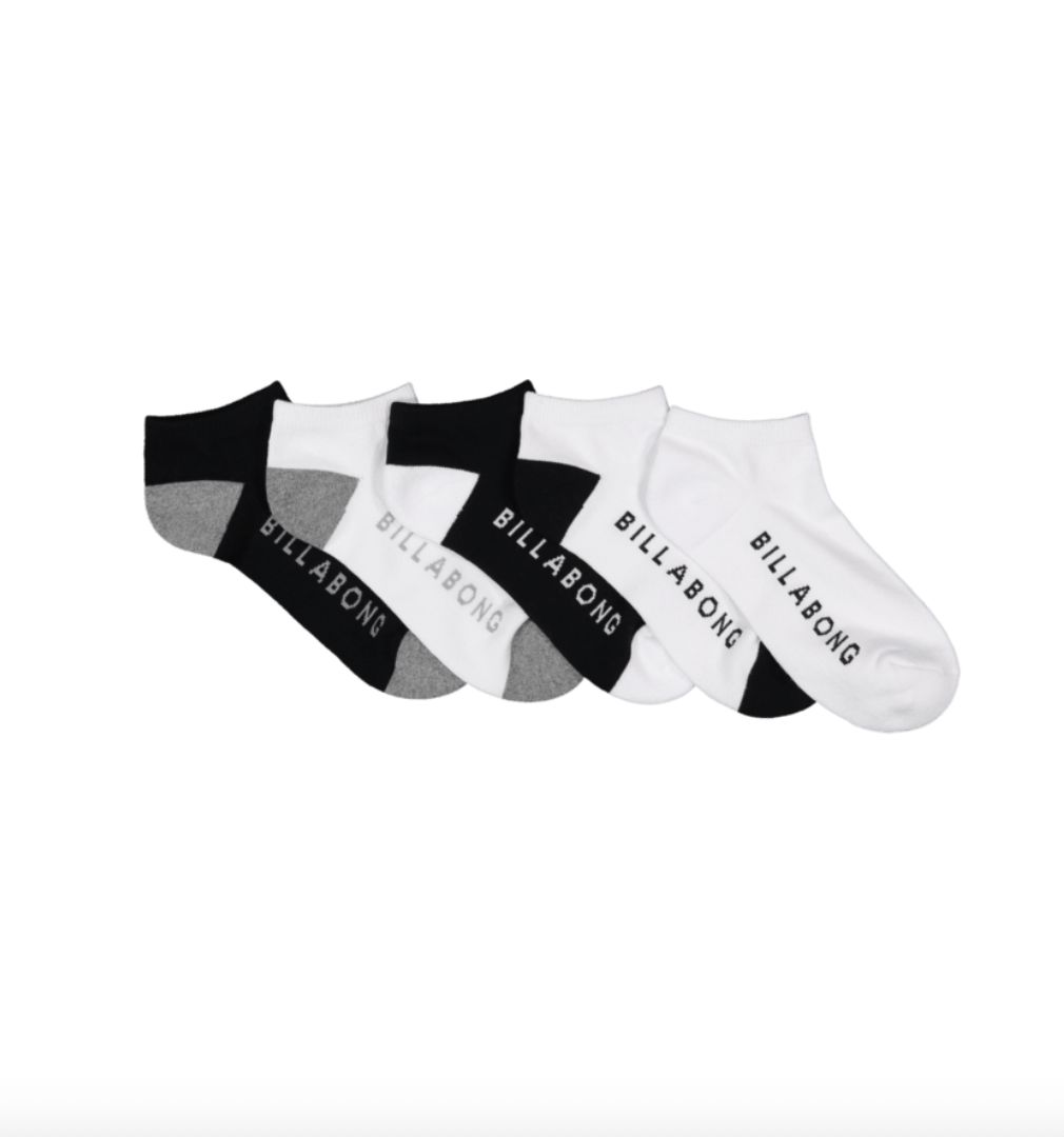 BILLABONG WOMENS PACIFIC 5 PACK OF SOCKS - BLACK
