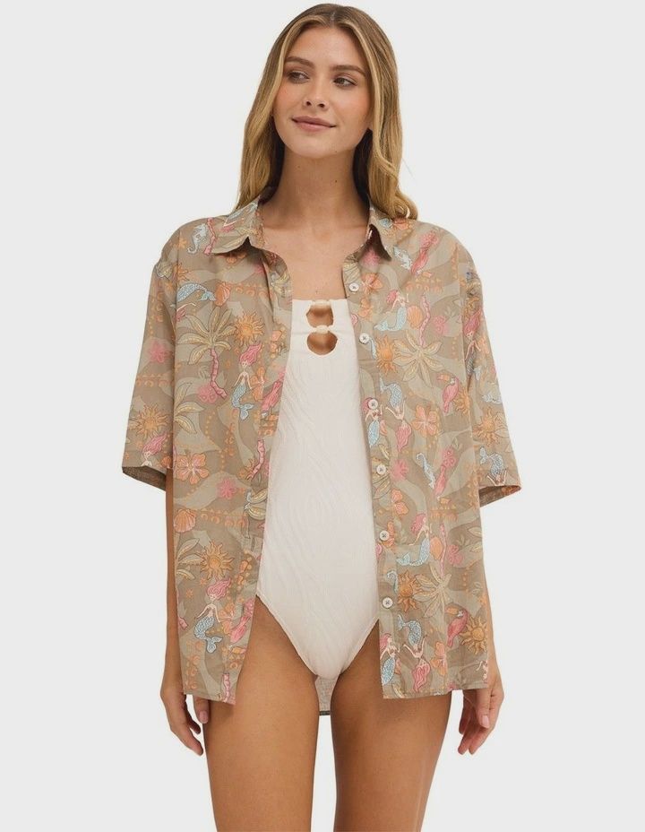 BILLABONG WOMENS LOST IN PARADISE SS SHIRT - SEAGRASS