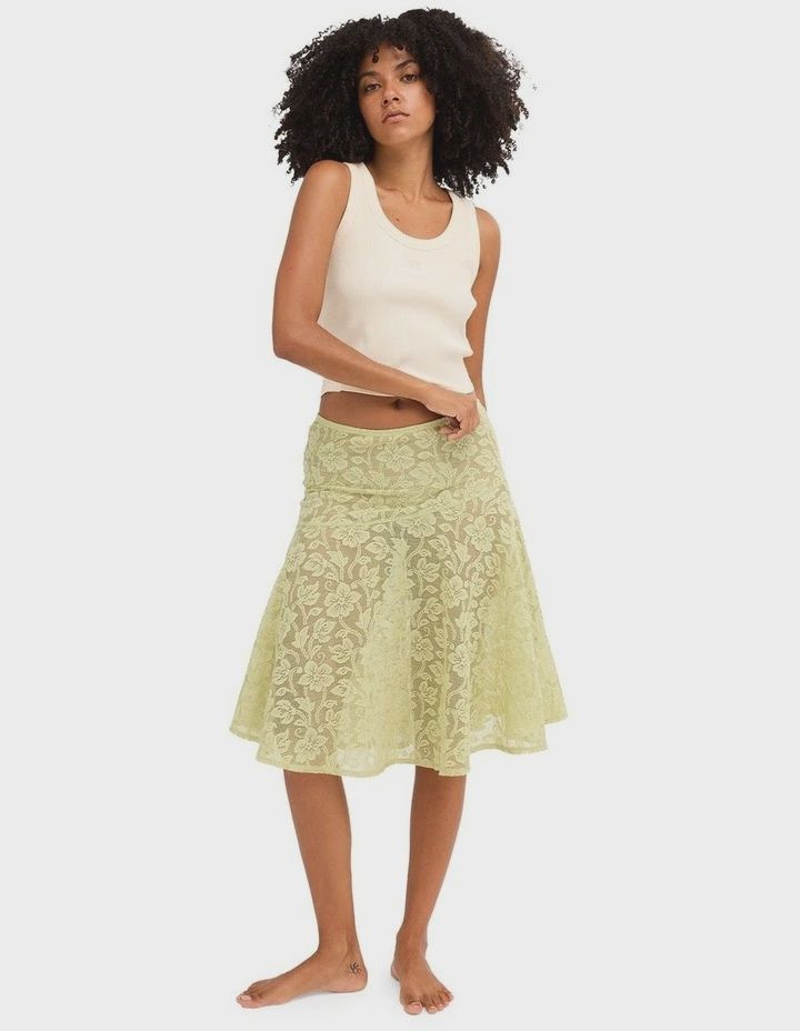 BILLABONG WOMENS PAISLEY LACE SKIRT - SMOKE GREEN