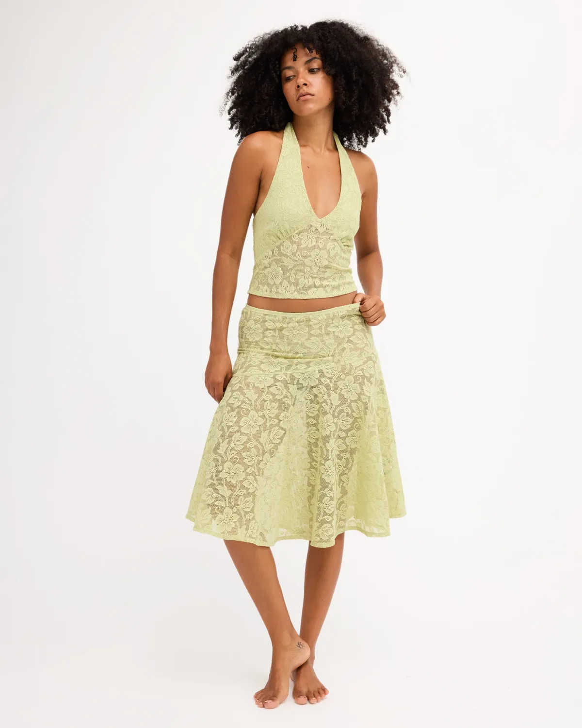 BILLABONG WOMENS PAISLEY LACE TOP - SMOKE GREEN