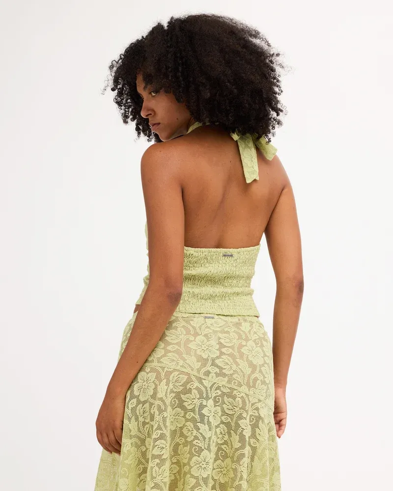 BILLABONG WOMENS PAISLEY LACE TOP - SMOKE GREEN