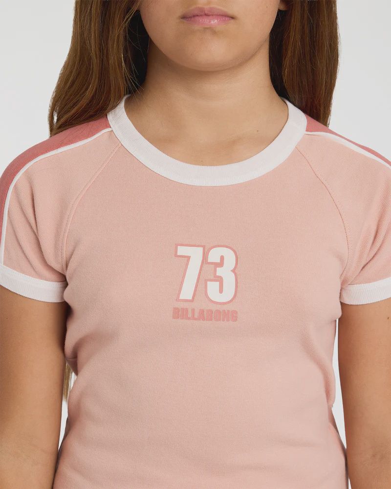 BILLABONG TEEN GIRLS SHORELINE CLUB RINGER SS TEE - DUSTY ROSE
