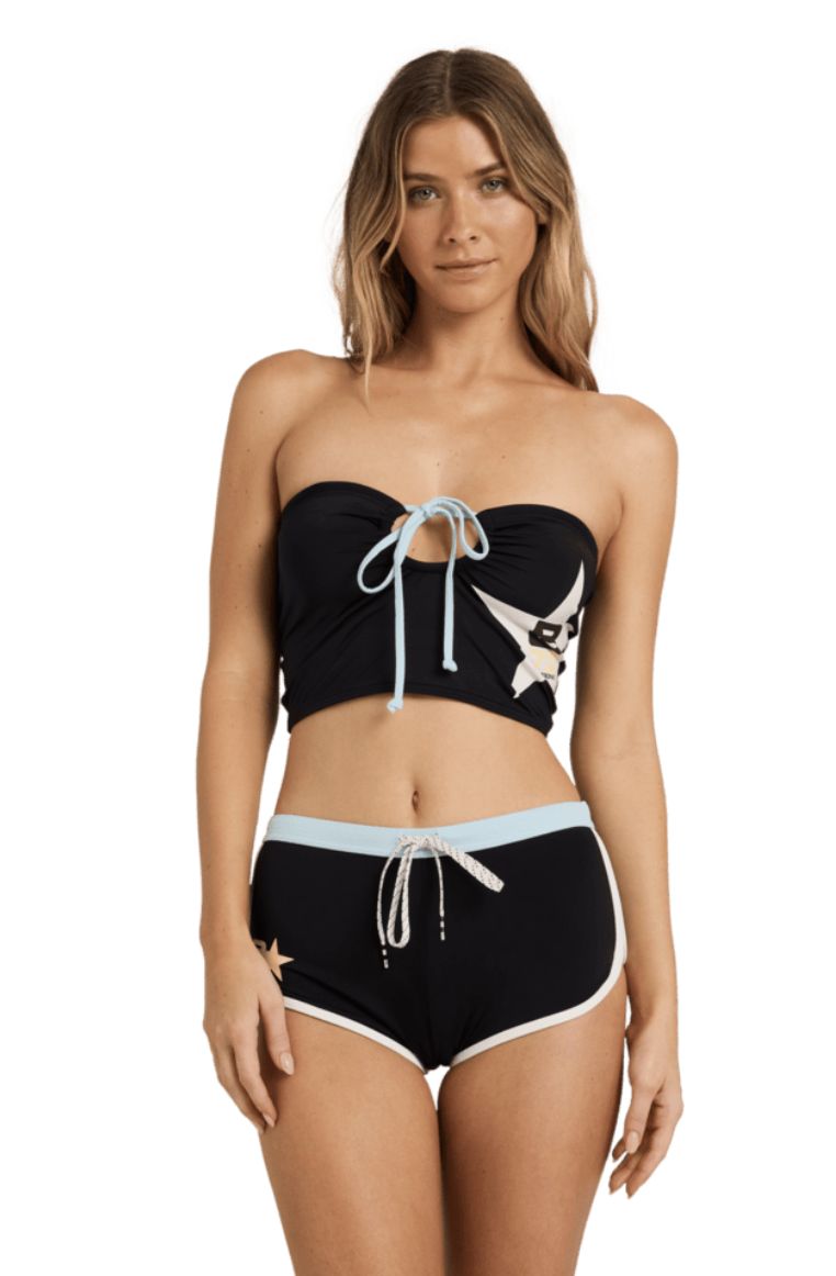 BILLABONG WOMENS STARSURFER DREW 2 WAY SWIM TOP - BLACK PEBBLE