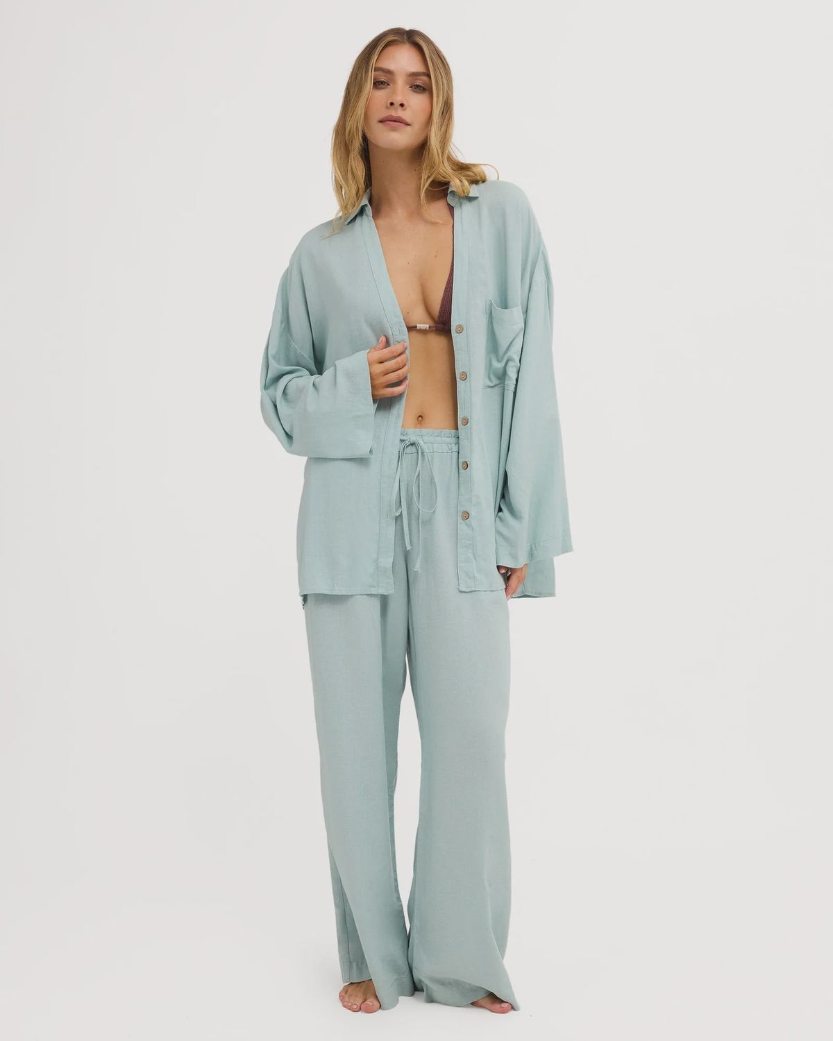 BILLABONG WOMENS SUN DAYS LS SHIRT - BLUE LIGHT