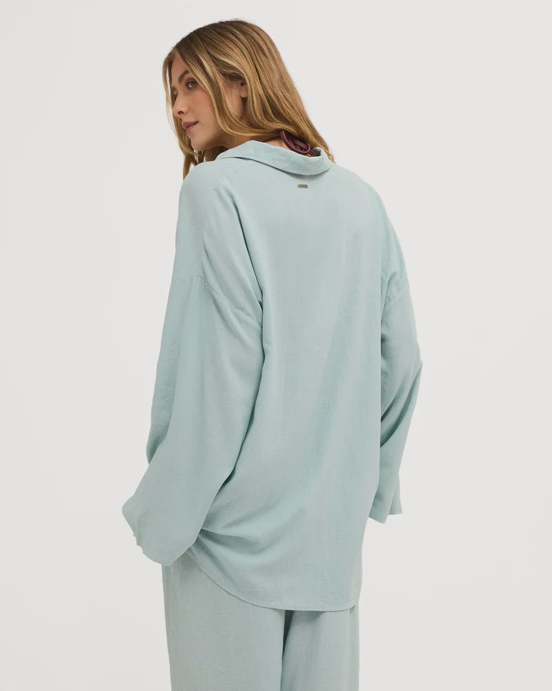 BILLABONG WOMENS SUN DAYS LS SHIRT - BLUE LIGHT