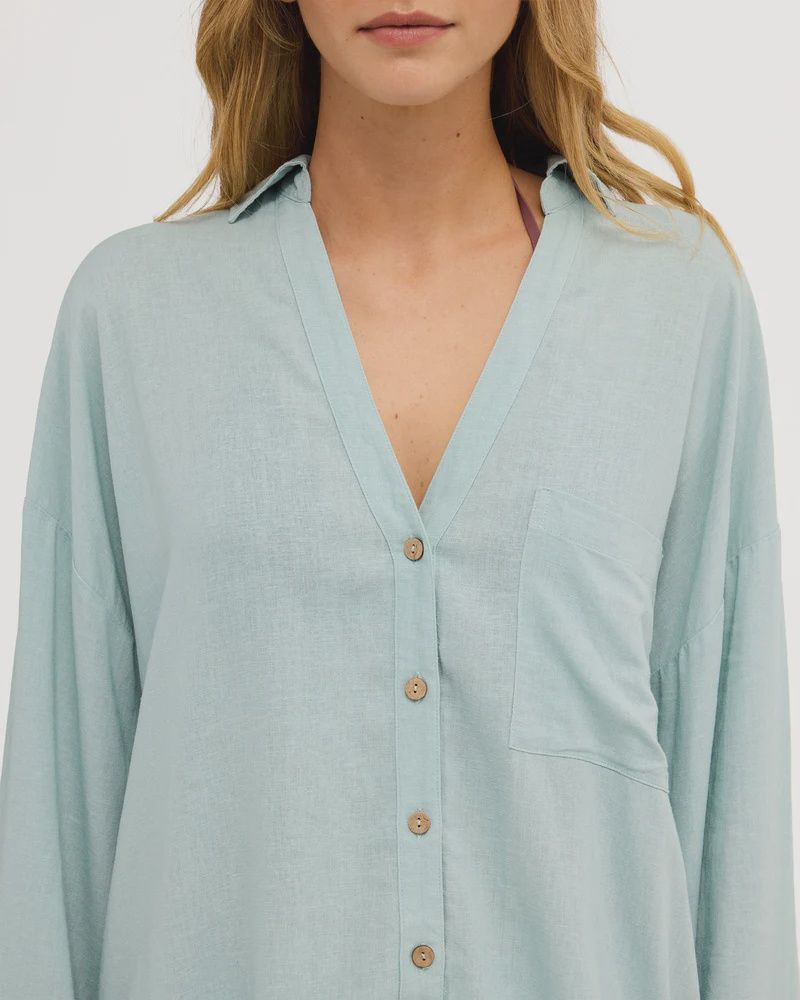 BILLABONG WOMENS SUN DAYS LS SHIRT - BLUE LIGHT