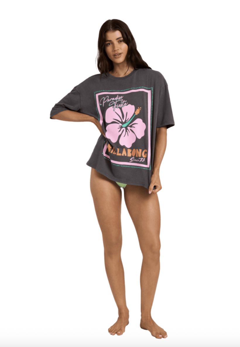 BILLABONG WOMENS PARADISE FIESTA SS TEE - OFF BLACK