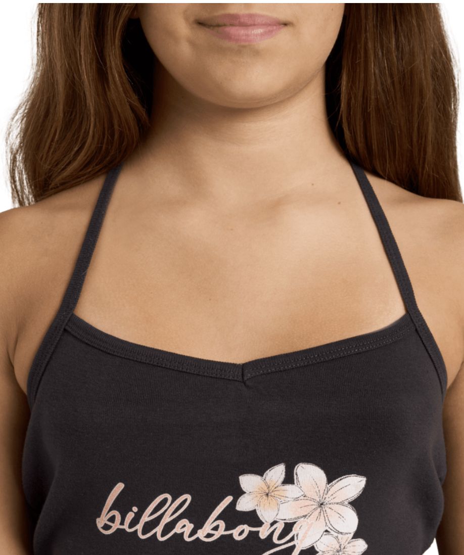 BILLABONG TEEN GIRLS BLOOM CRUSH HALTER SINGLET - OFF BLACK