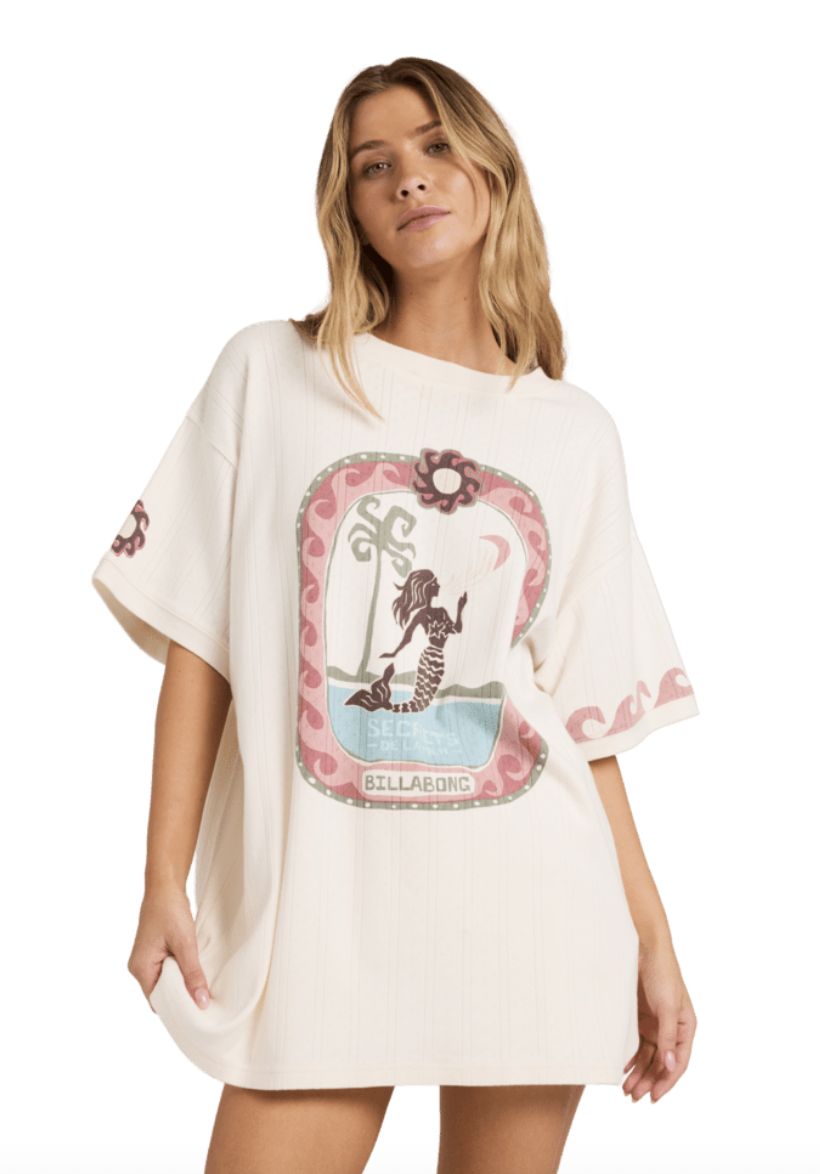 BILLABONG WOMENS SECRET BEACH SS TEE - SALT CRYSTAL