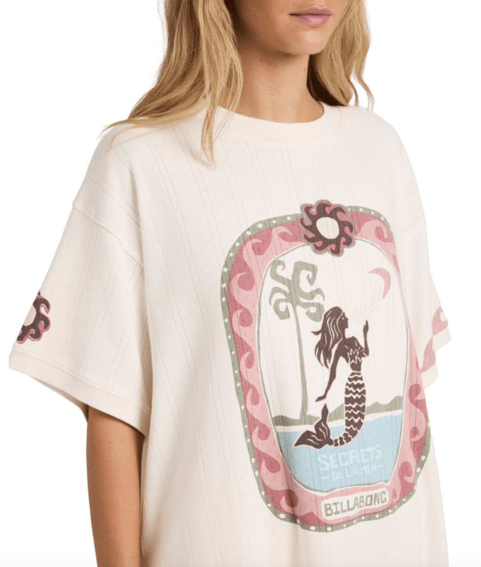 BILLABONG WOMENS SECRET BEACH SS TEE - SALT CRYSTAL