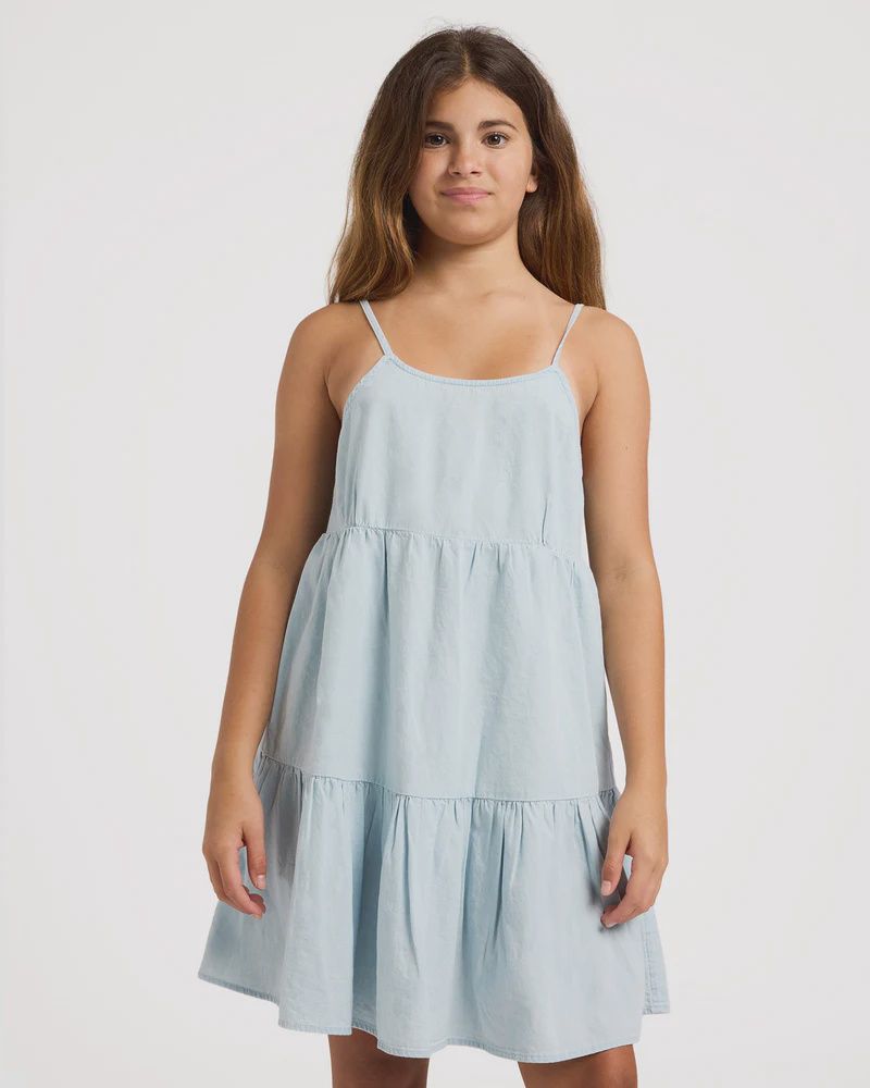 BILLABONG TEEN GIRLS WAVE AFTER WAVE DRESS - SKY GRAY