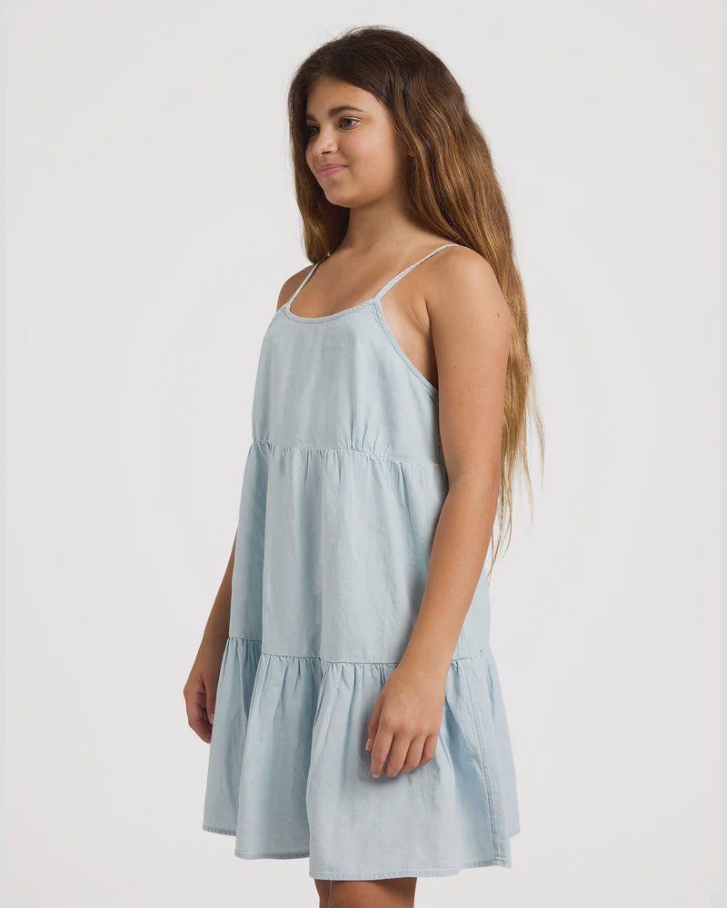 BILLABONG TEEN GIRLS WAVE AFTER WAVE DRESS - SKY GRAY