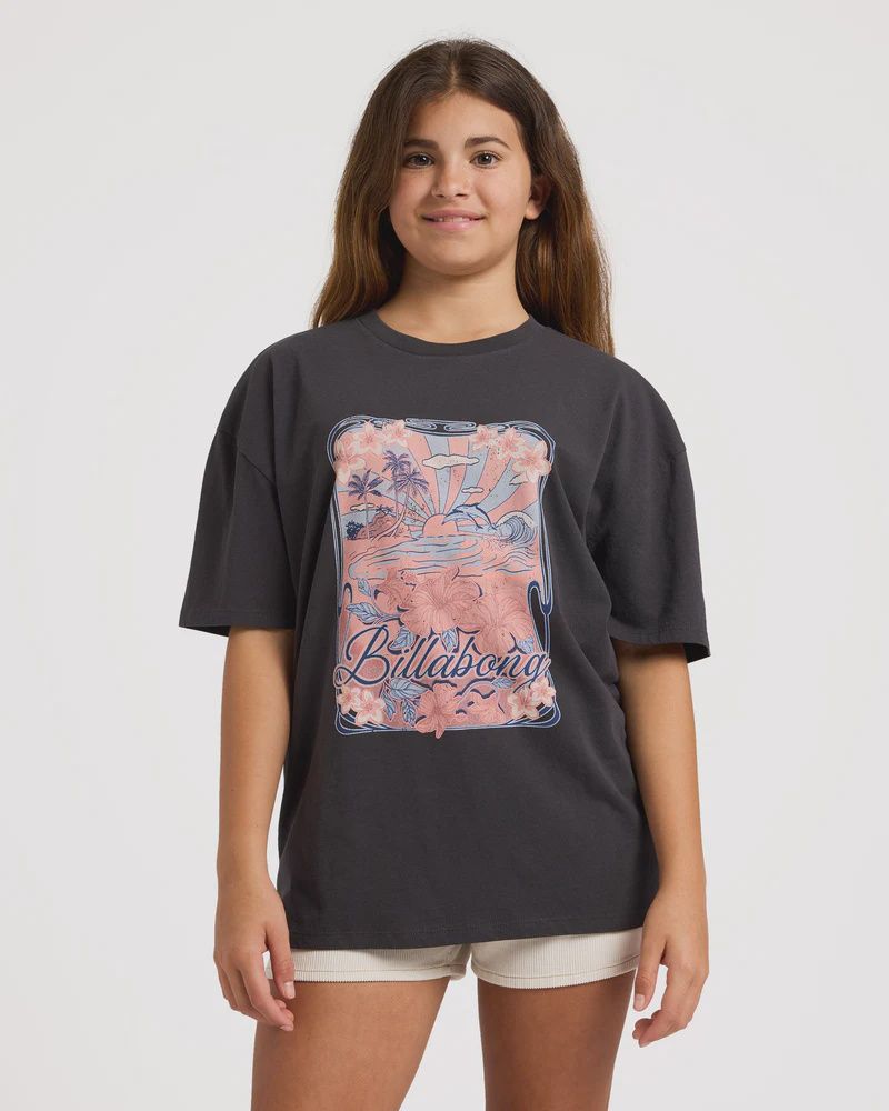BILLABONG TEEN GIRLS HAZY DAYZ SS TEE - OFF BLACK