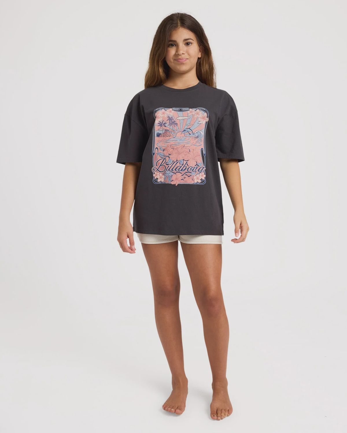 BILLABONG TEEN GIRLS HAZY DAYZ SS TEE - OFF BLACK