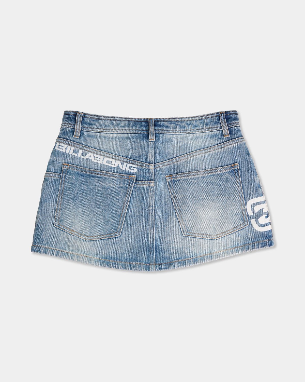 BILLABONG WOMENS DREAM ON DENIM SKIRT - OCEAN WASH
