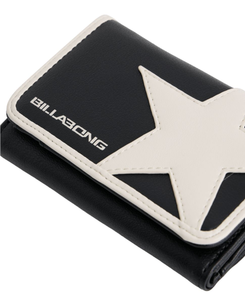 BILLABONG WOMENS STARSURFER TRIFOLD WALLET - BLACK PEBBLE