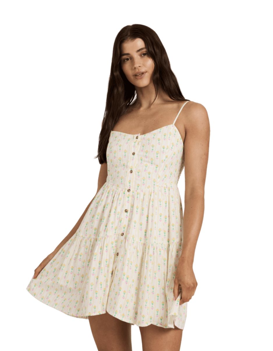 BILLABONG WOMENS SUNNY BRODERIE MINI DRESS - SALT CRYSTAL