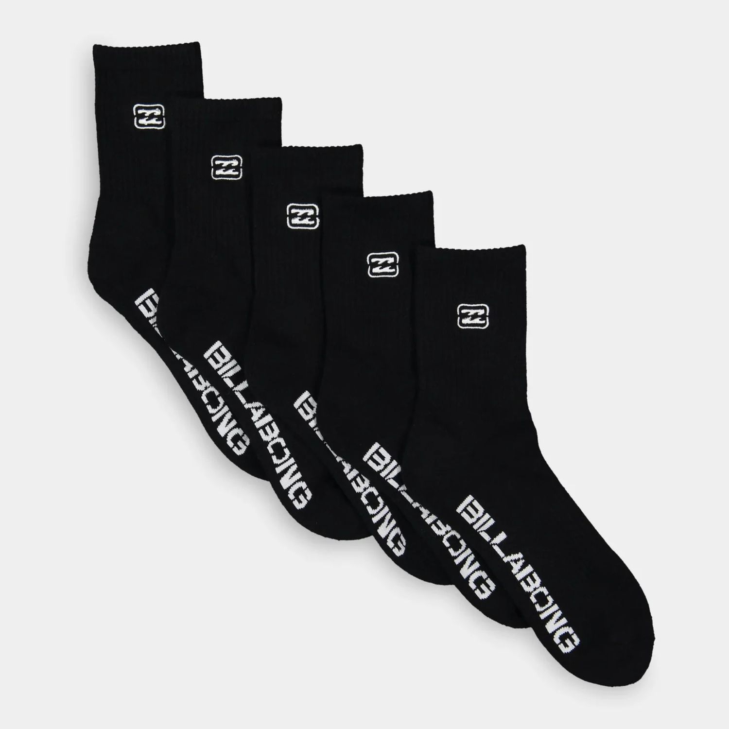 BILLABONG TEEN BOYS SPORT SOCKS 5 PACK - BLACK