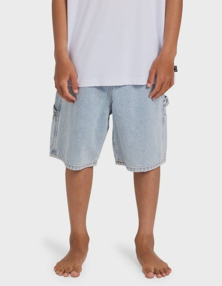BILLABONG TEEN BOYS BAD DOG DENIM SHORT - WASHED INDIGO