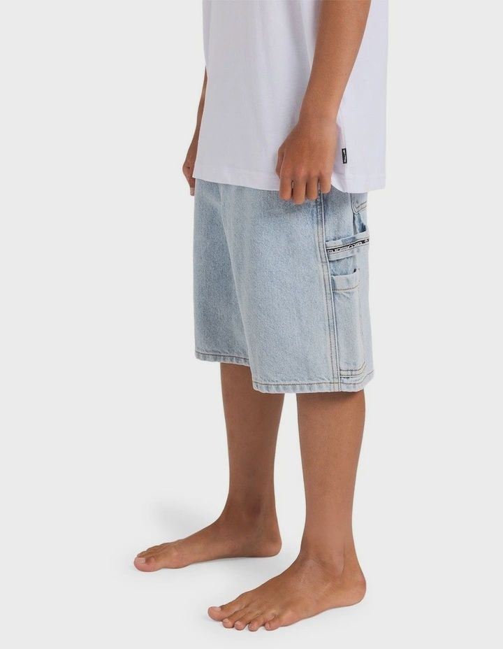 BILLABONG TEEN BOYS BAD DOG DENIM SHORT - WASHED INDIGO