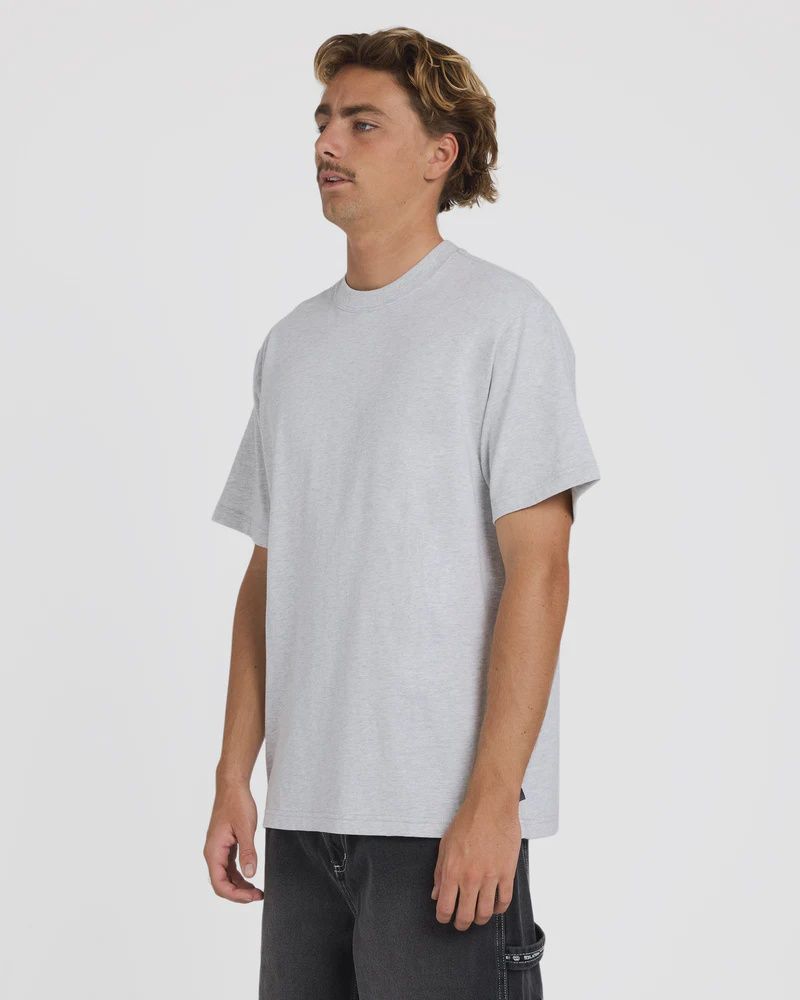 BILLABONG MENS PREMIUM WAVE WASH SS TEE - LIGHT GREY HEATHER