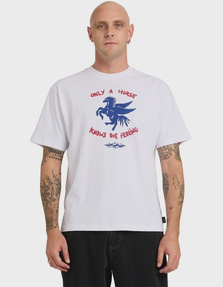BILLABONG MENS CREED HORSE SS TEE - WHITE