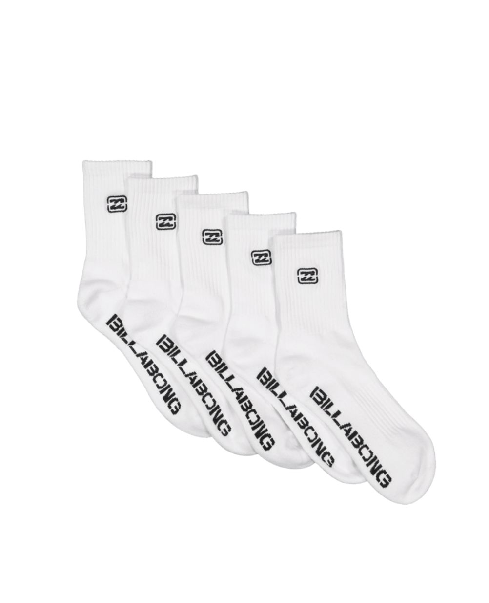 BILLABONG TEEN BOYS SPORT SOCKS 5 PACK - WHITE