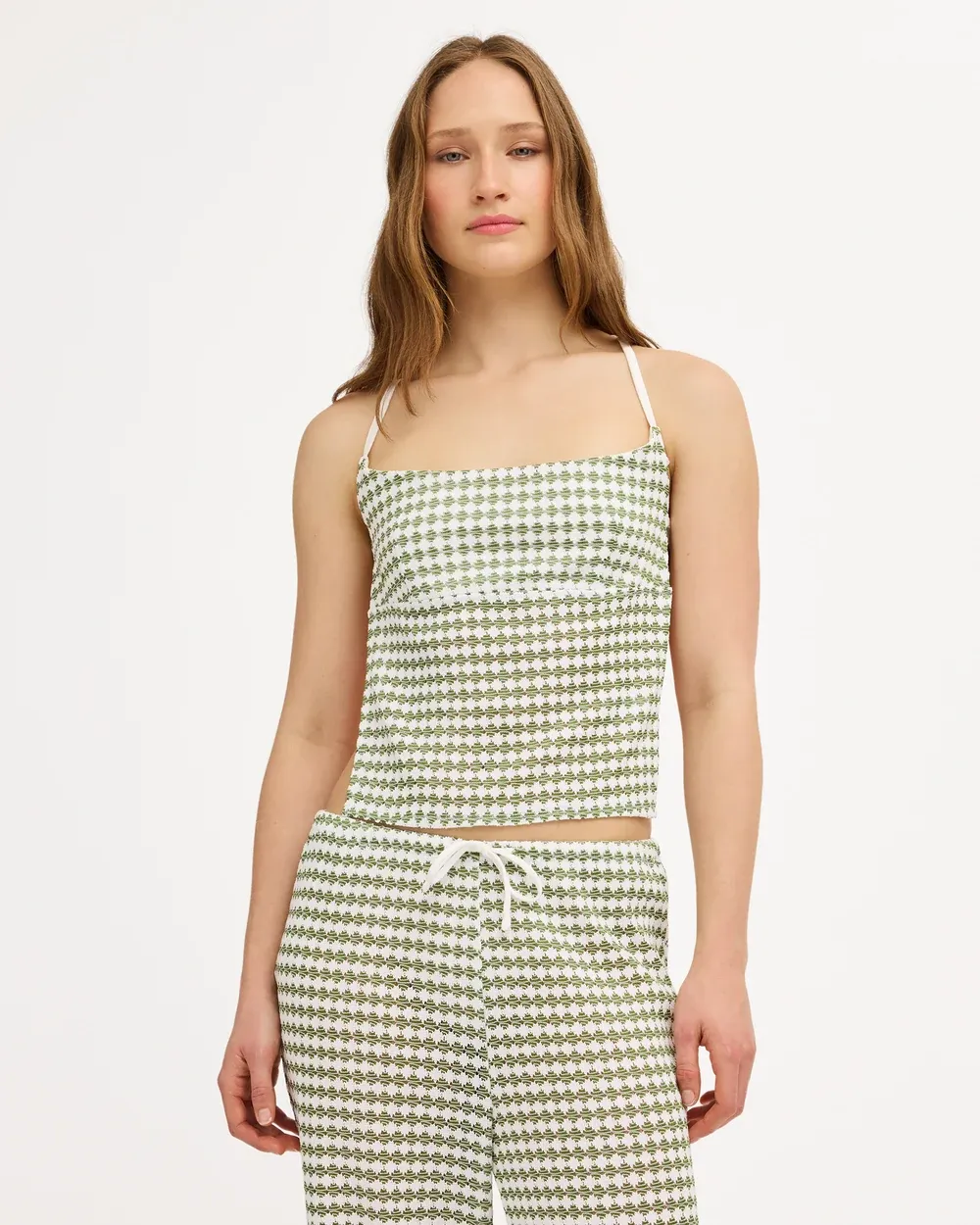 RVCA WOMENS DIAMOND CROCHET HOLIDAY KNIT TOP - ELM GREEN