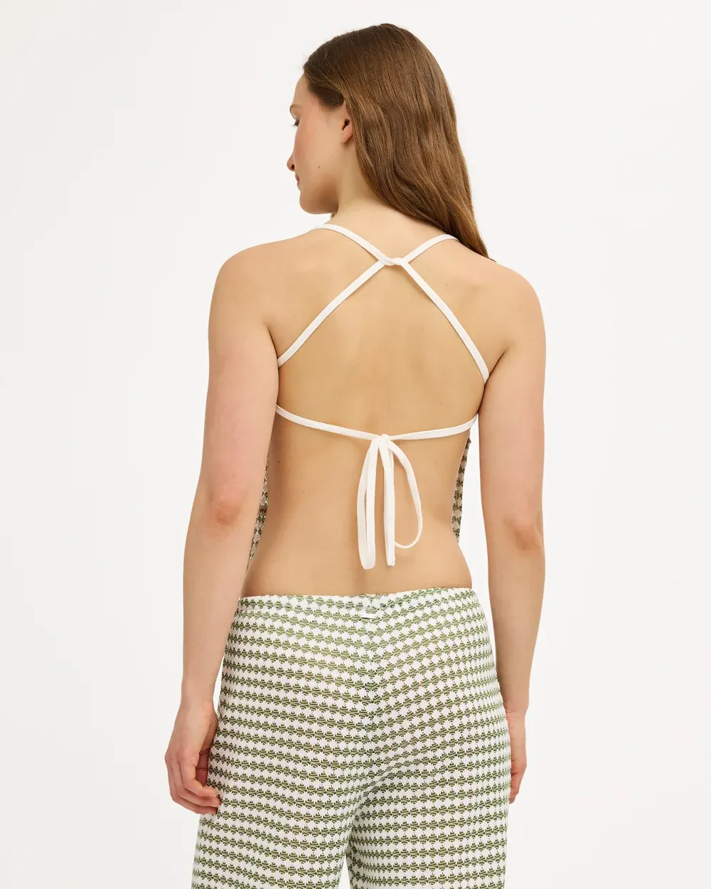 RVCA WOMENS DIAMOND CROCHET HOLIDAY KNIT TOP - ELM GREEN
